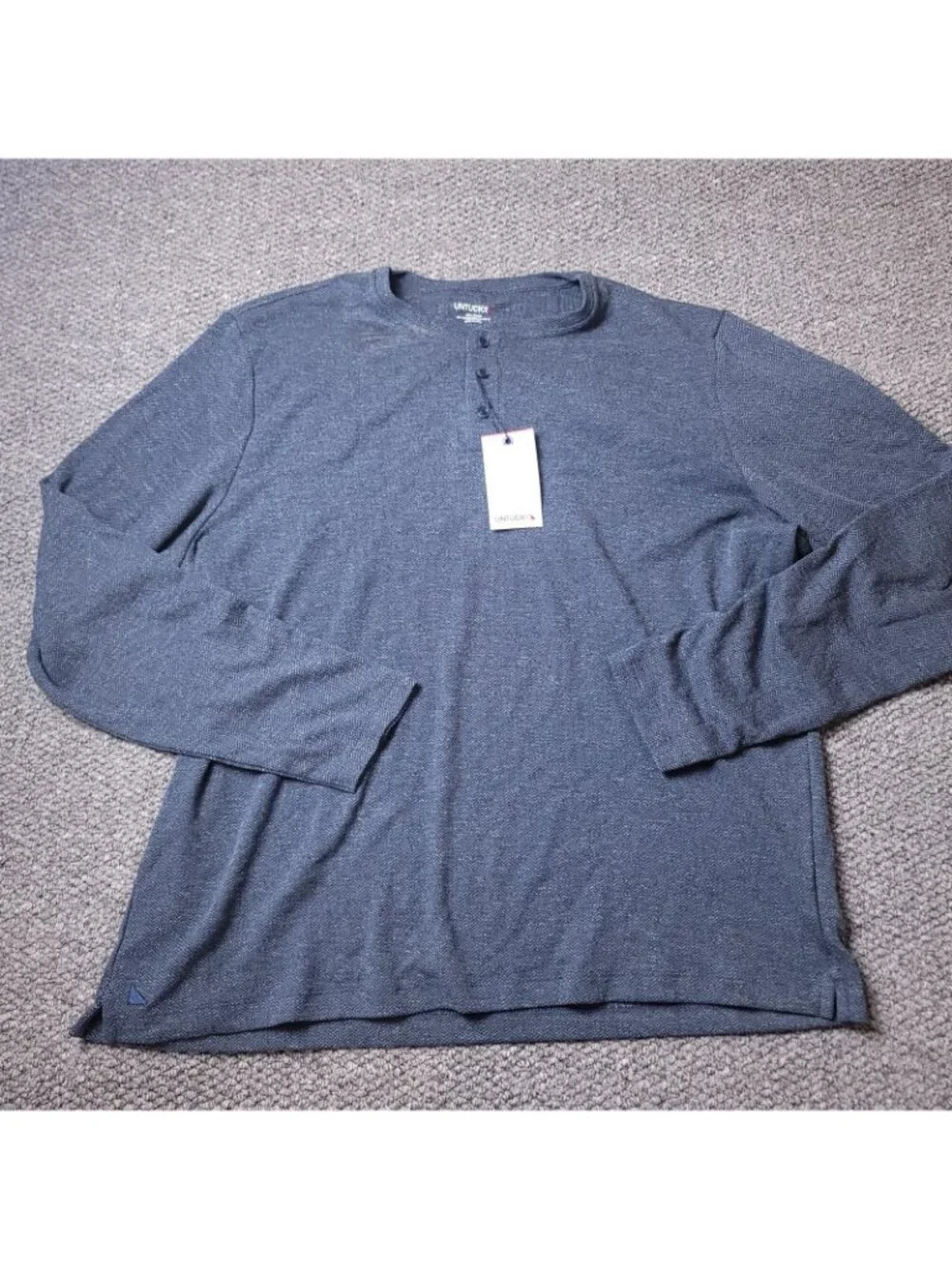 UNTUCKit Harrow Henley Shirt Mens 2XL  Blue Button Long Sleeve Cotton Polyester
